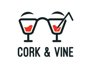 Nerd Cocktail Drink logo design