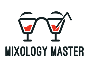 Nerd Cocktail Drink logo design