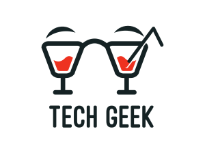 Nerd Cocktail Drink logo design