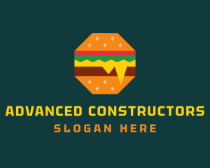 Octagon Cheesy Burger logo design