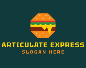 Octagon Cheesy Burger logo design