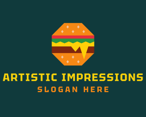 Octagon Cheesy Burger logo design