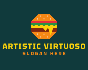 Octagon Cheesy Burger logo design