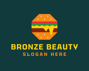 Octagon Cheesy Burger logo design