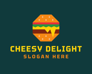 Octagon Cheesy Burger logo design