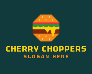 Octagon Cheesy Burger logo design