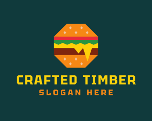 Octagon Cheesy Burger logo design