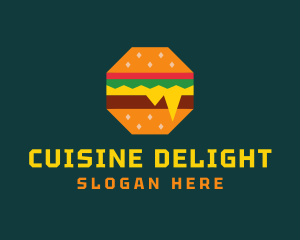 Octagon Cheesy Burger logo design