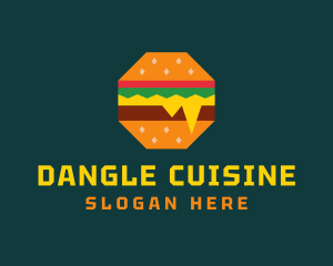 Octagon Cheesy Burger logo design