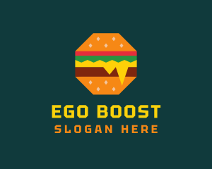 Octagon Cheesy Burger logo design