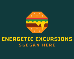 Octagon Cheesy Burger logo design