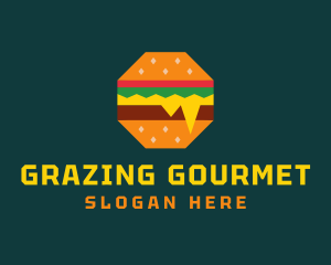 Octagon Cheesy Burger logo design