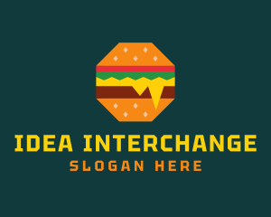 Octagon Cheesy Burger logo design