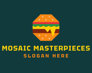 Octagon Cheesy Burger logo design