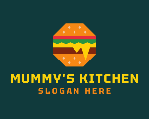 Octagon Cheesy Burger logo design