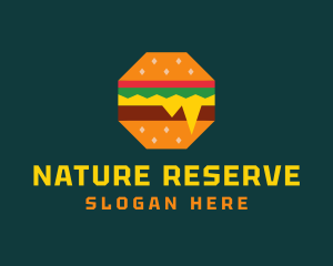 Octagon Cheesy Burger logo design