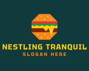 Octagon Cheesy Burger logo design