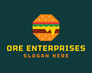 Octagon Cheesy Burger logo design