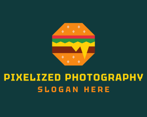 Octagon Cheesy Burger logo design