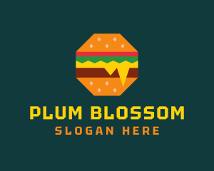 Octagon Cheesy Burger logo design