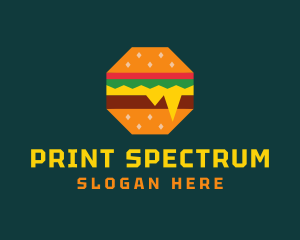 Octagon Cheesy Burger logo design