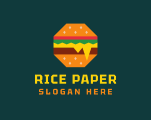 Octagon Cheesy Burger logo design