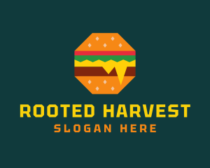 Octagon Cheesy Burger logo design