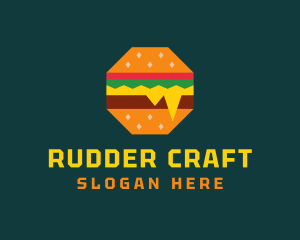 Octagon Cheesy Burger logo design