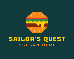 Octagon Cheesy Burger logo design