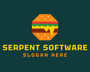 Octagon Cheesy Burger logo design