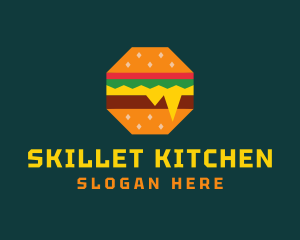 Octagon Cheesy Burger logo design