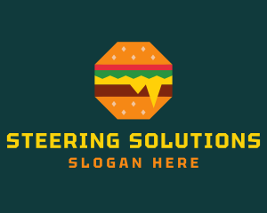 Octagon Cheesy Burger logo design