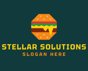 Octagon Cheesy Burger logo design