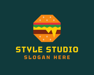 Octagon Cheesy Burger logo design