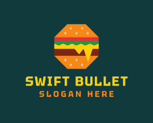 Octagon Cheesy Burger logo design