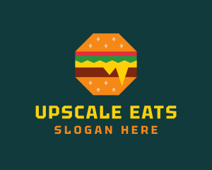 Octagon Cheesy Burger logo design