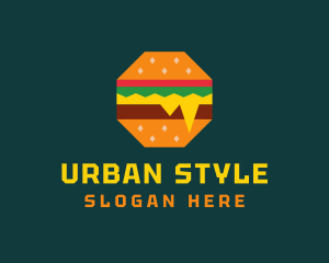 Octagon Cheesy Burger logo design