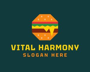 Octagon Cheesy Burger logo design