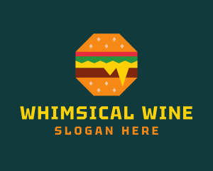 Octagon Cheesy Burger logo design