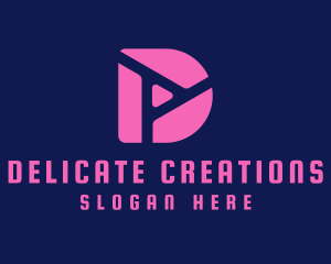 Pink Fluro Letter D  logo design