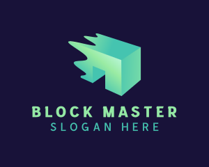 3D Construction Building Block logo