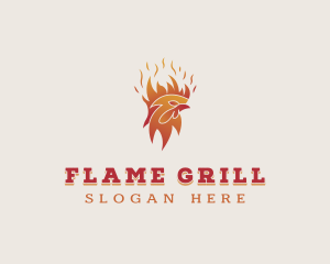 Flame Chicken Barbecue logo design