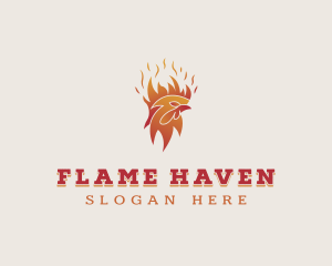 Flame Chicken Barbecue logo design