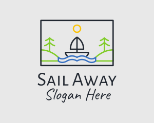 River Sailing Boat  logo