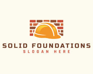 Construction Hard Hat Brick logo design