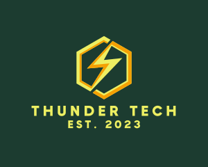 Hexagon Thunder Badge logo design