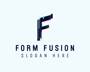 Digital Glitch Letter F logo design