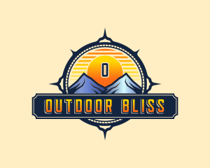 Compass Sunset Mountain logo design