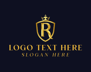 Golden Shield Crown Letter R logo