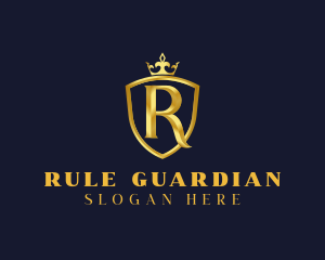 Shield Crown Letter R logo design